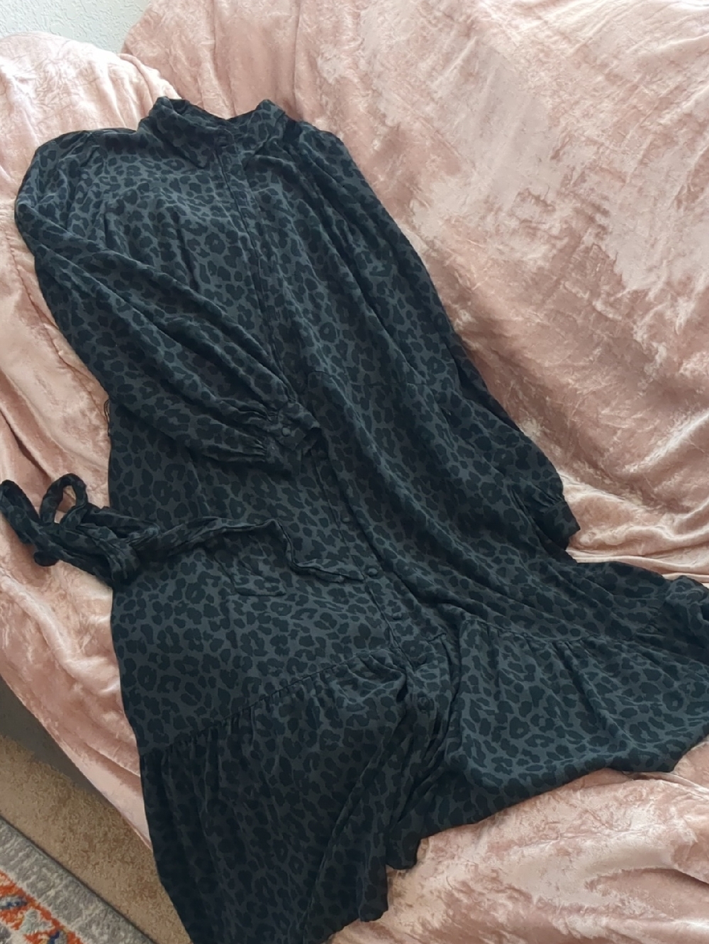 a new day Black and Dark Gray Leopard Print Maxi Dress